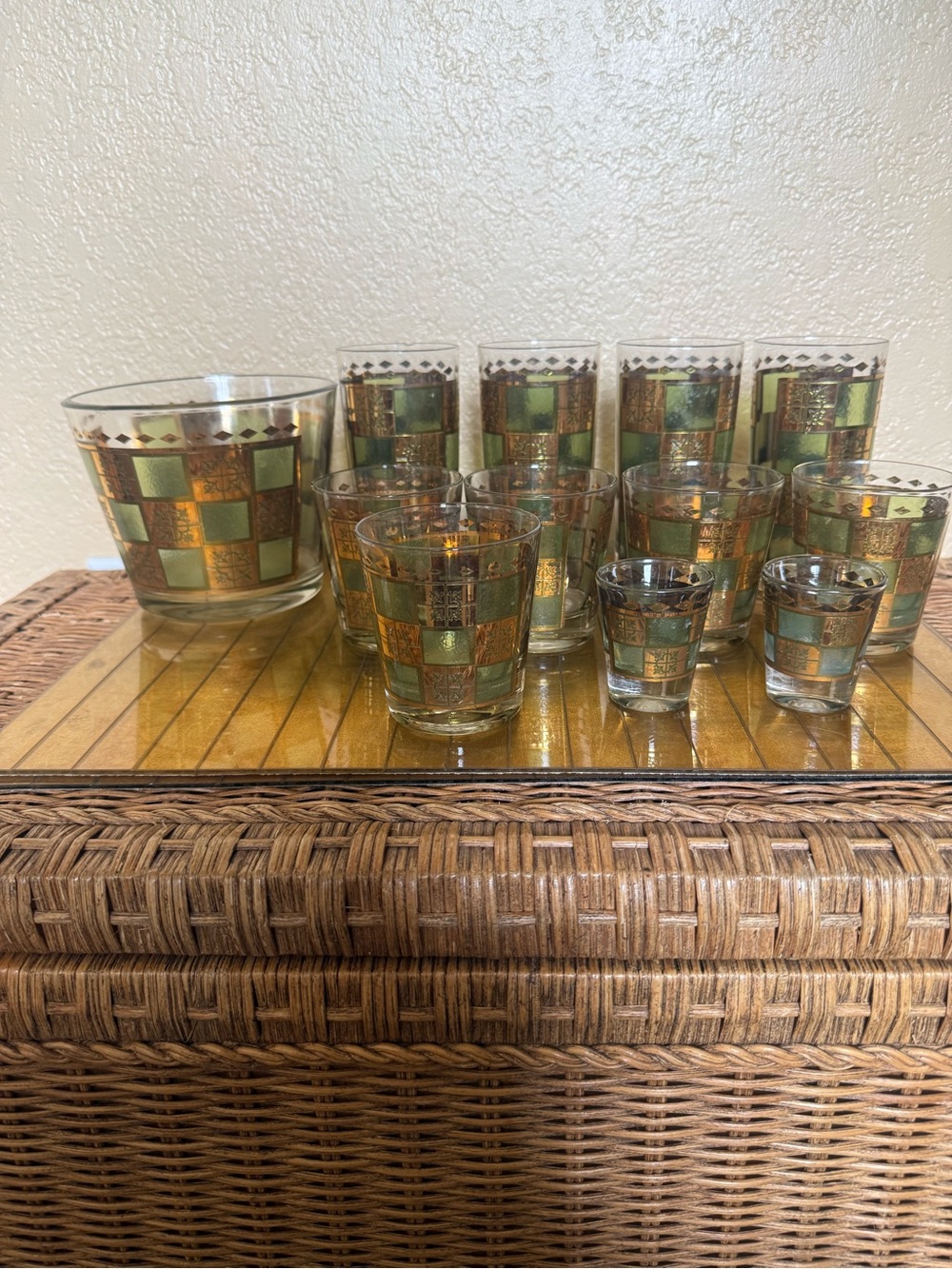 X12 Prado MCM gold green cocktail shot Tumblr ice bucket drinking glasses